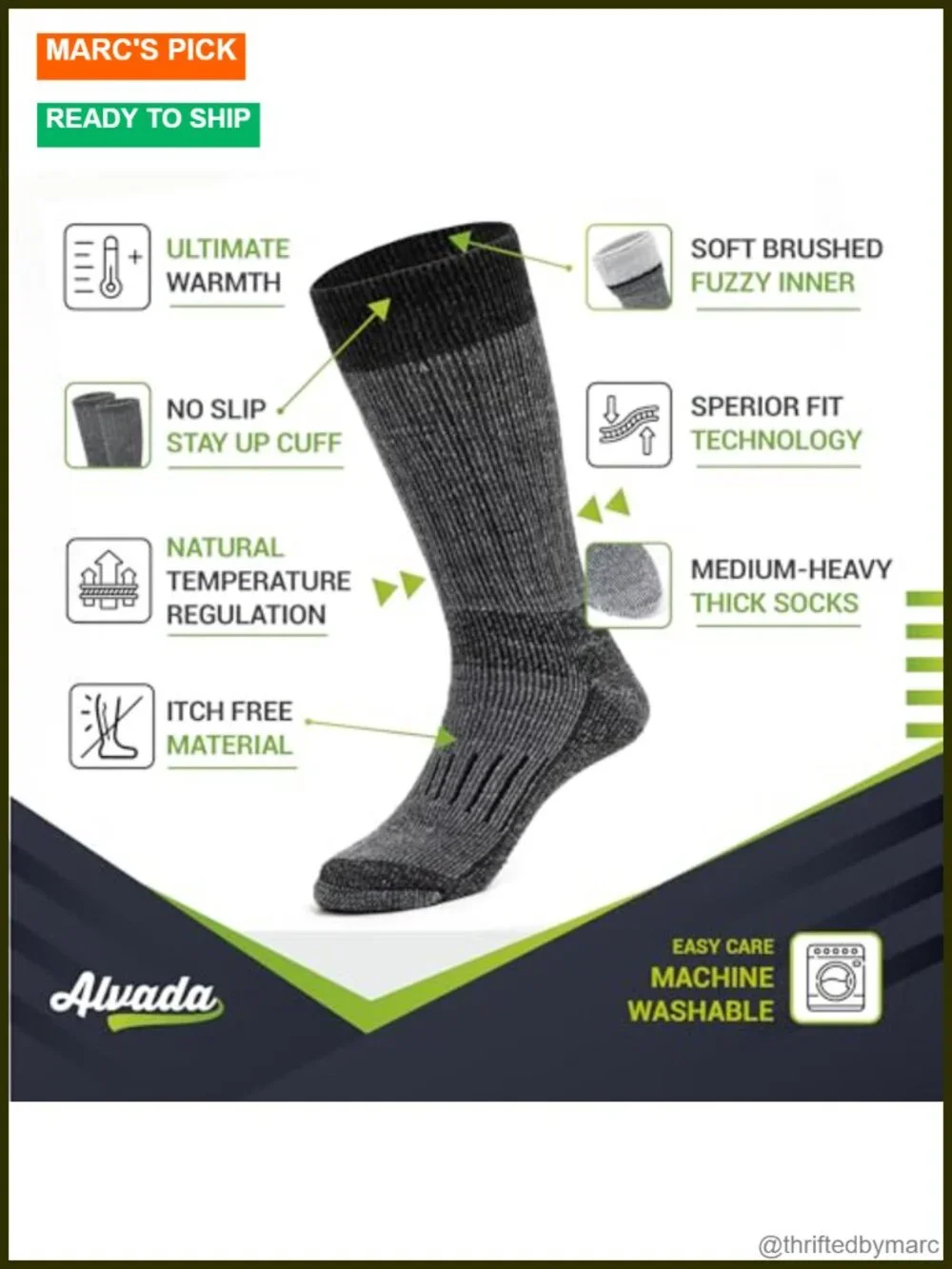 Warm Thermal Wool Socks Moisture Wicking Breathable Calf Socks